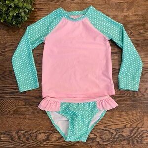 Cat & Jack Pink and Green Rashguard Swim Set Sz 4T